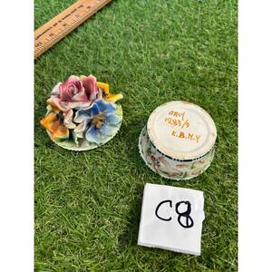 Vintage Italy KBNY Floral Trinket Dish Covered‎ Jar Dresser Decor 1283/9